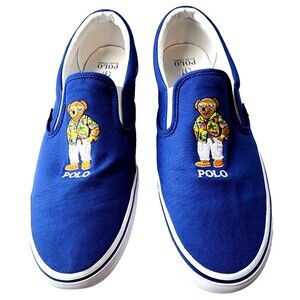 Polo Ralph Lauren Men's Keaton-Slip Sz 12 Polo Bear Casual Shoes Navy Preppy